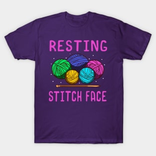 Resting Stitch Face Crochet Crocheting T-Shirt